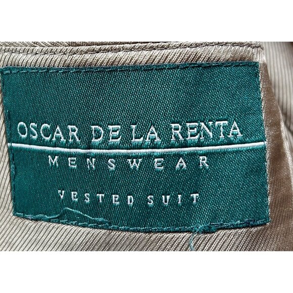 Oscar de la Renta Blazer Jacket Mens 48L Gray Herringbone 100% Wool Classic Fit - Picture 4 of 12